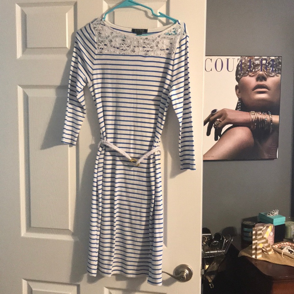 Ralph Lauren stripped belted dress NWOT